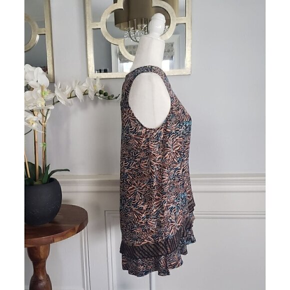 PROENZA SCHOULER 100% Silk Print Sleeveless Bias Hem Hi Low Tunic Top SMALL - Picture 5 of 15